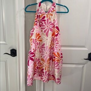 Hutch Pink and Orange Floral Halter Midi Dress